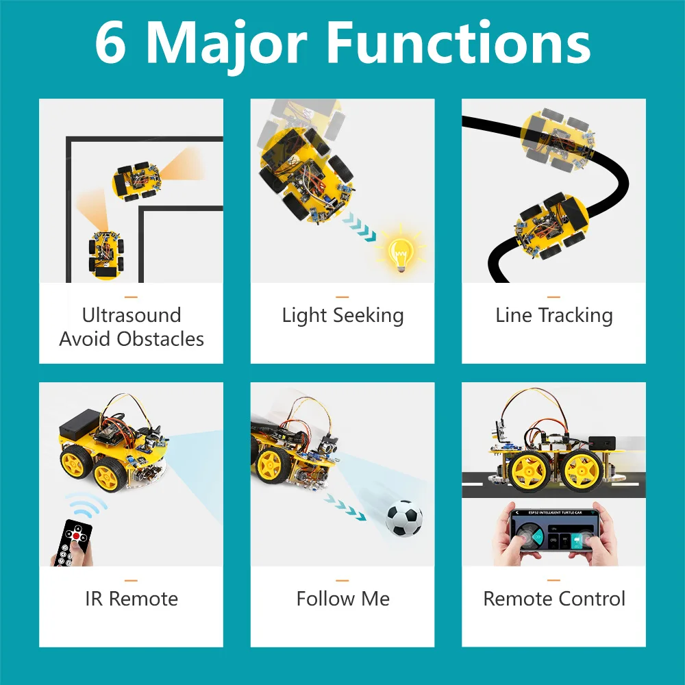 WiFi Multifunction 4WD Smart Robot Car Kit ESP32 for Arduino (without Battery) - Image 4