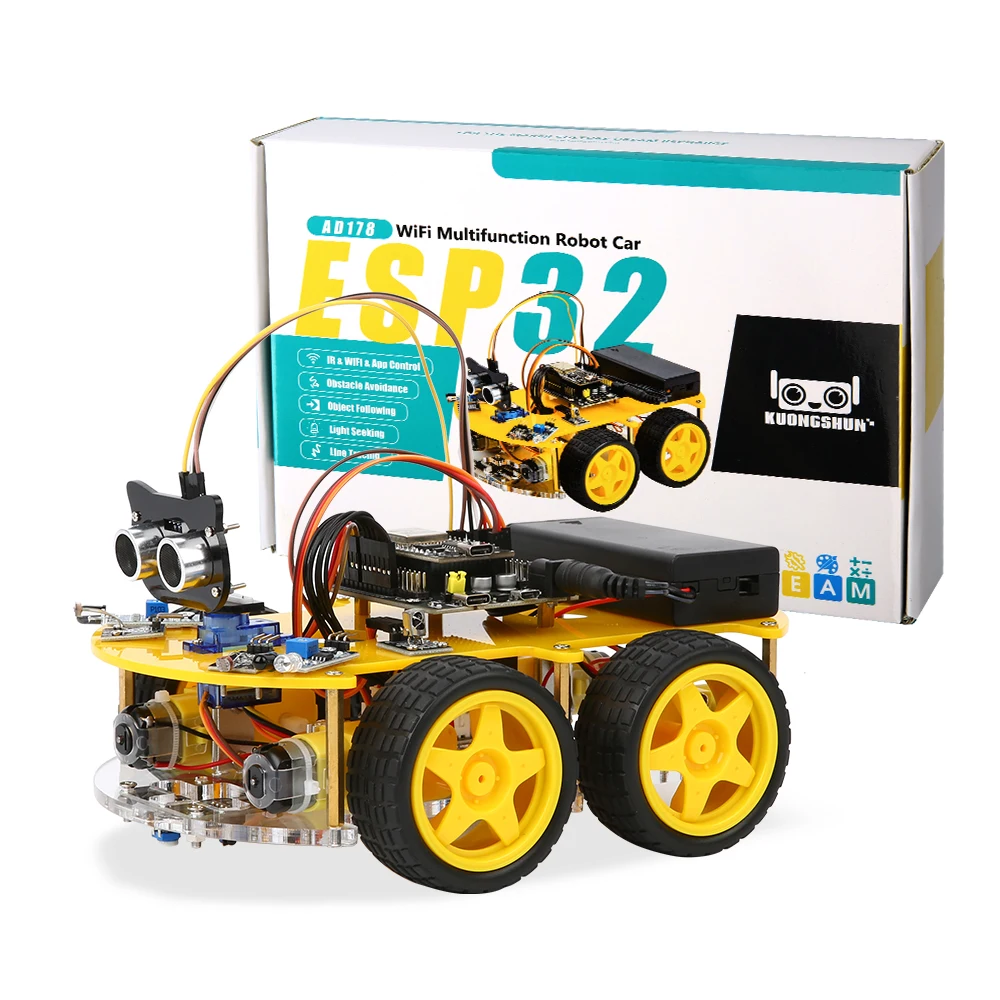 WiFi Multifunction 4WD Smart Robot Car Kit ESP32 for Arduino (without Battery)