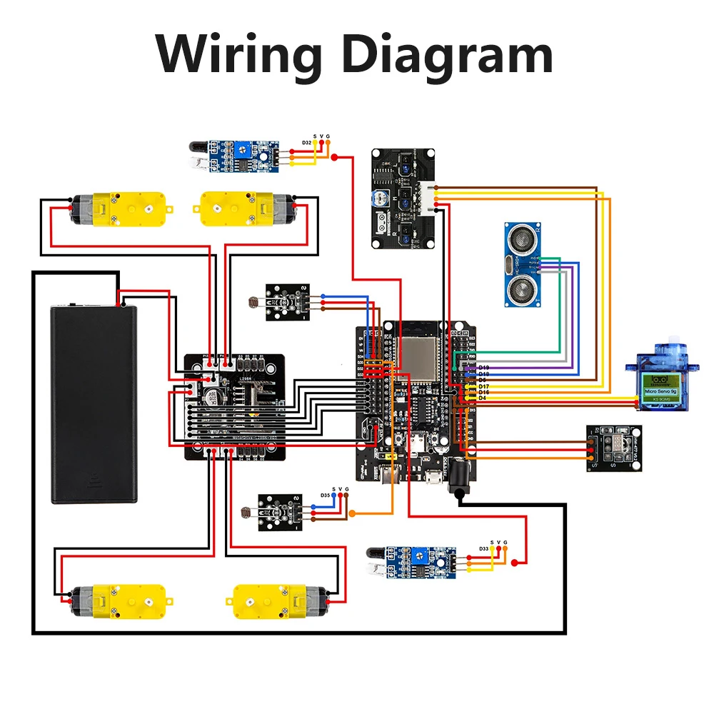 WiFi Multifunction 4WD Smart Robot Car Kit ESP32 for Arduino (without Battery) - Image 6