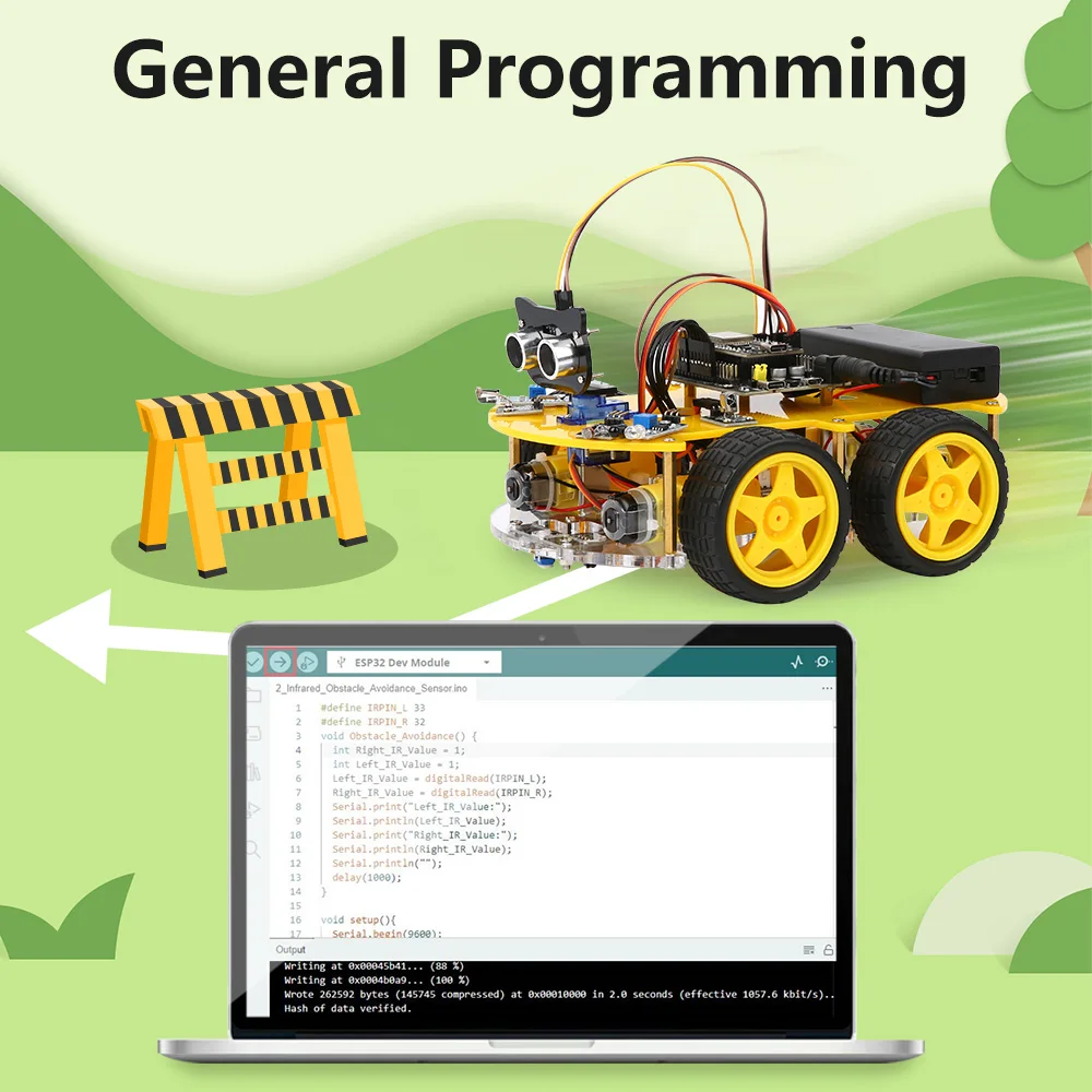 WiFi Multifunction 4WD Smart Robot Car Kit ESP32 for Arduino (without Battery) - Image 5