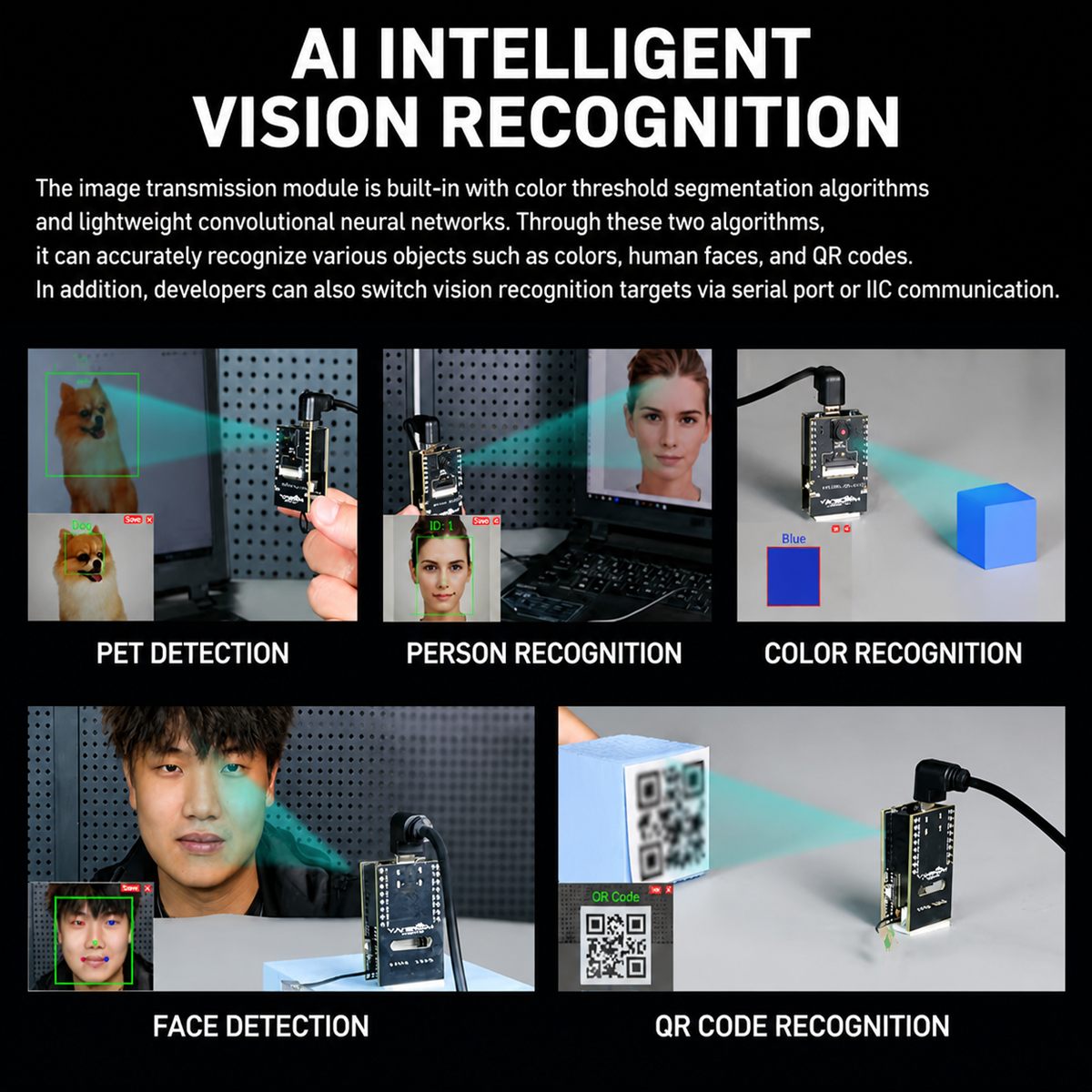 ESP32 Vision Gimbal Black AI vision use cases